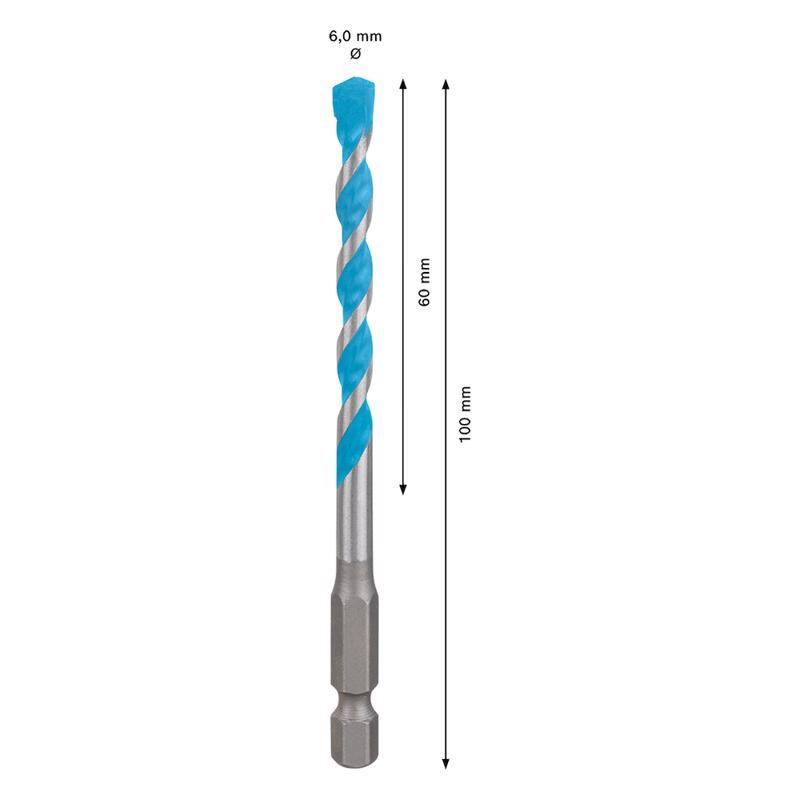Broca Expert Hex-9 Multiconstruction Ø6x60x100mm - Bosch