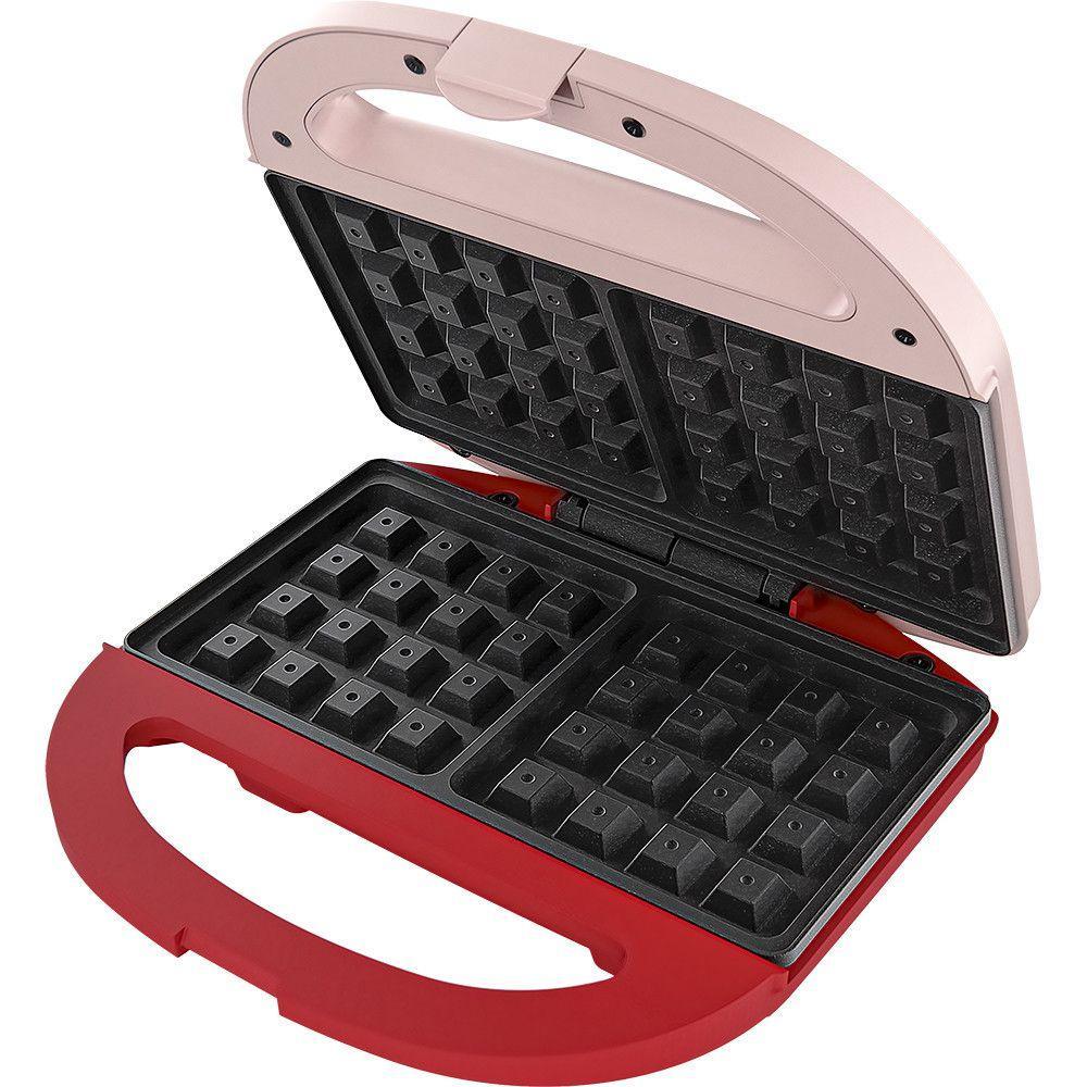 Máquina De Waffle Cadence Waf200 Duet Rosa Com Vermelho