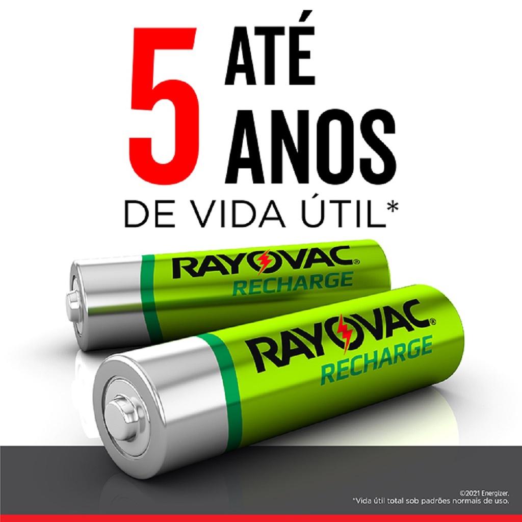 Pilha Recarregavel Aa Rayovac Bateria 2A 1350mah Pequena 2 Unidades