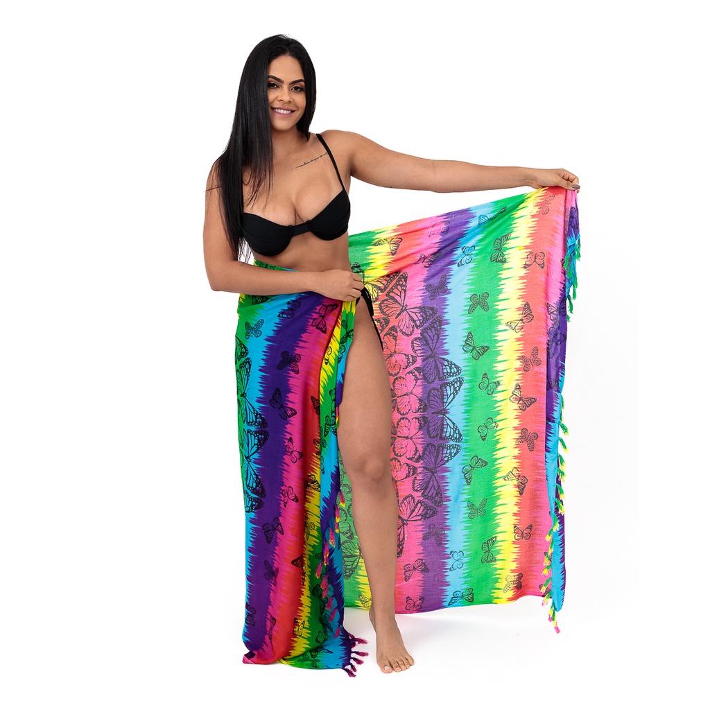 Canga De Praia Viscose Estampada Borboleta Melhor Qualidade