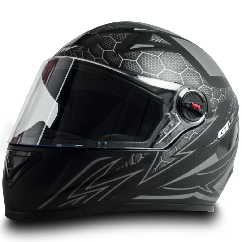 Capacete Moto Gt2 Resistente Confortável Narigueira Fw3 Preto Fosco Com Viseira Cristal Tamanho 58