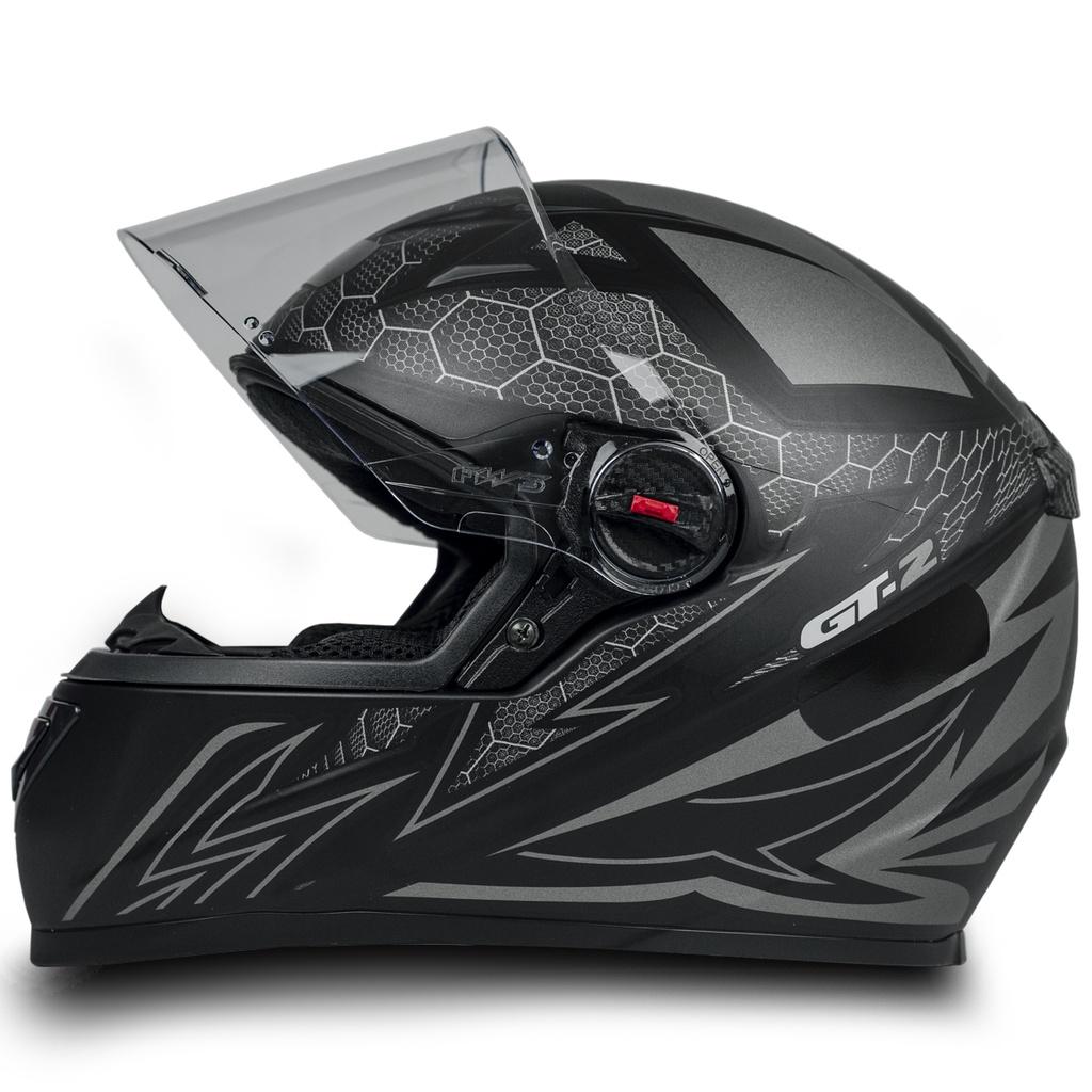 Capacete Fechado Moto Com Narigueira E Casco Em Abs Resistente Gt2 Preto Fosco Tamanho 60 Inmetro