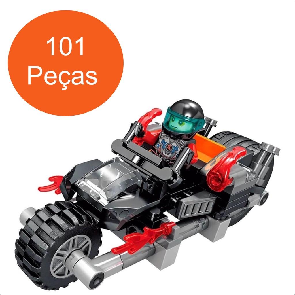 Brinquedo De Encaixe Heróis Vs Vilões Dark Cobra Lurk 101 Peças Moto De Combate +de 4 Anos Polibrinq - Bm004