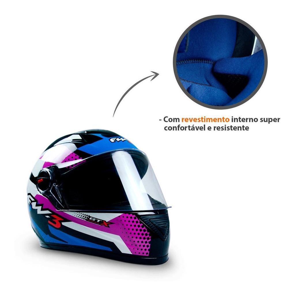 Capacete Moto Fechado Gtn Com Casco Abs Resistente Abertura 2 Estágios Com Viseira Cristal 2.5mm FW3