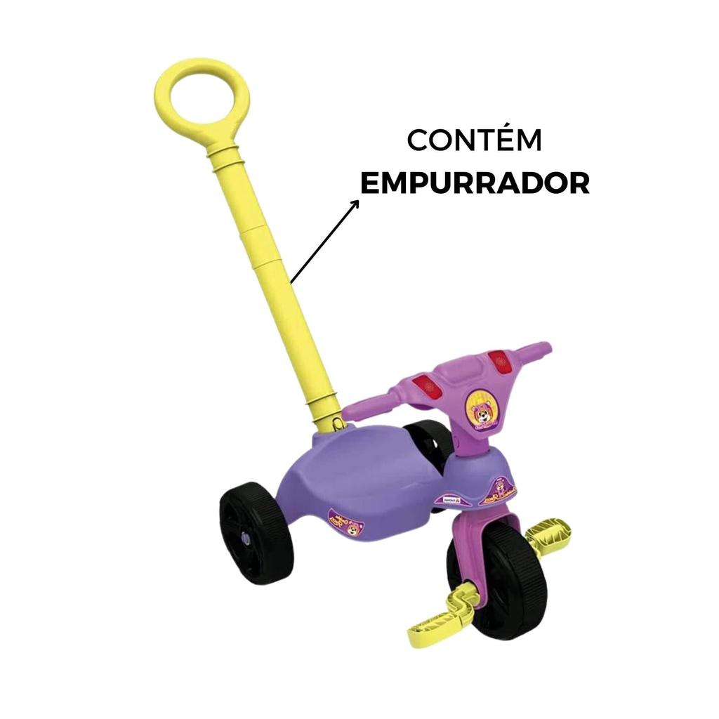 Triciclo Infantil Com Empurrador A Partir Dos 24 Meses Até 23kg Oncinha Racer Xalingo