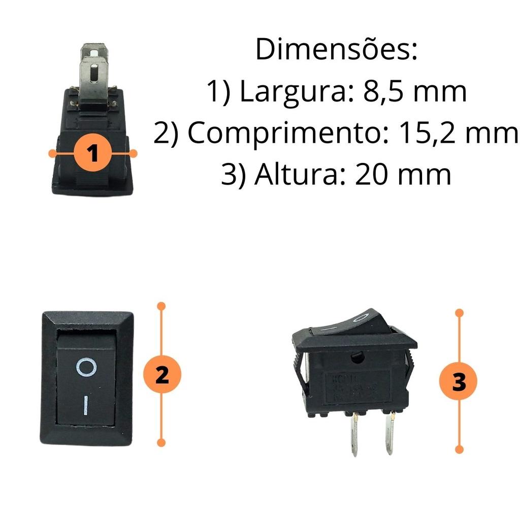 Kit 30 Interruptores Chaves Tic Tac Mini Pequena Kdc 11 Preta Mini Luminaria Abajur Liga Desliga