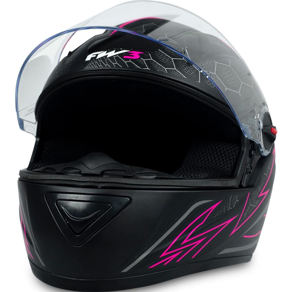 Capacete Fechado Para Moto Fw3 Gt2 Rosa Tamanho 58 Inmetro