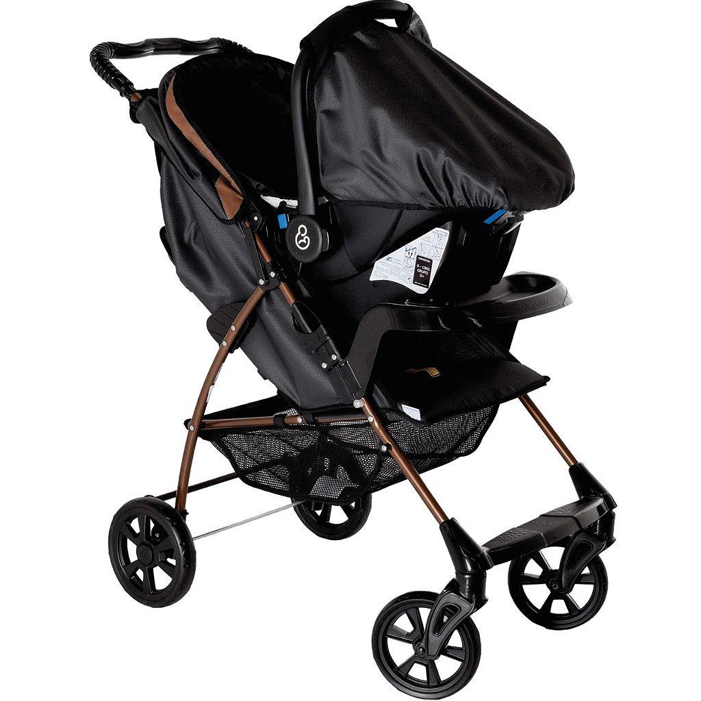 Carrinho De Bebe Com Bebe Conforto Galzerano Romano G22 Preto Cobre