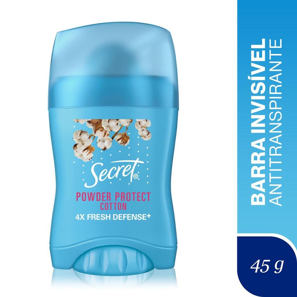 Kit 2 Antitranspirantes Em Barra Secret Powder Protect Algodão 45g