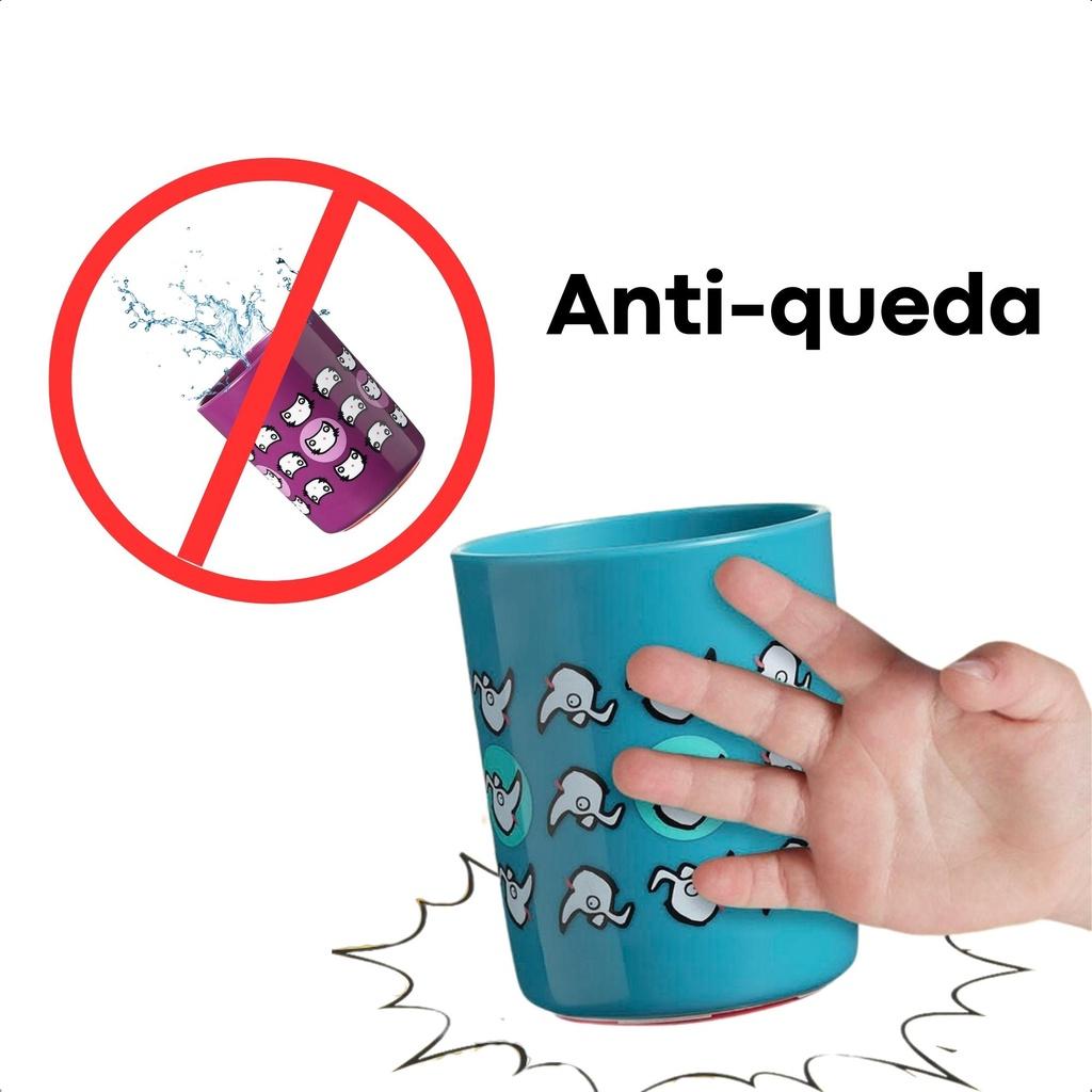 Copo Infantil Anti-queda No Knock 190 Ml Difícil De Derrubar Roxo Gatinhos Desenvolvimento Da Coordenação - Multikids