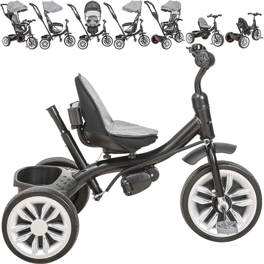 Carrinho De Passeio E Pedal Kiddo Triciclo Giratorio Grafite
