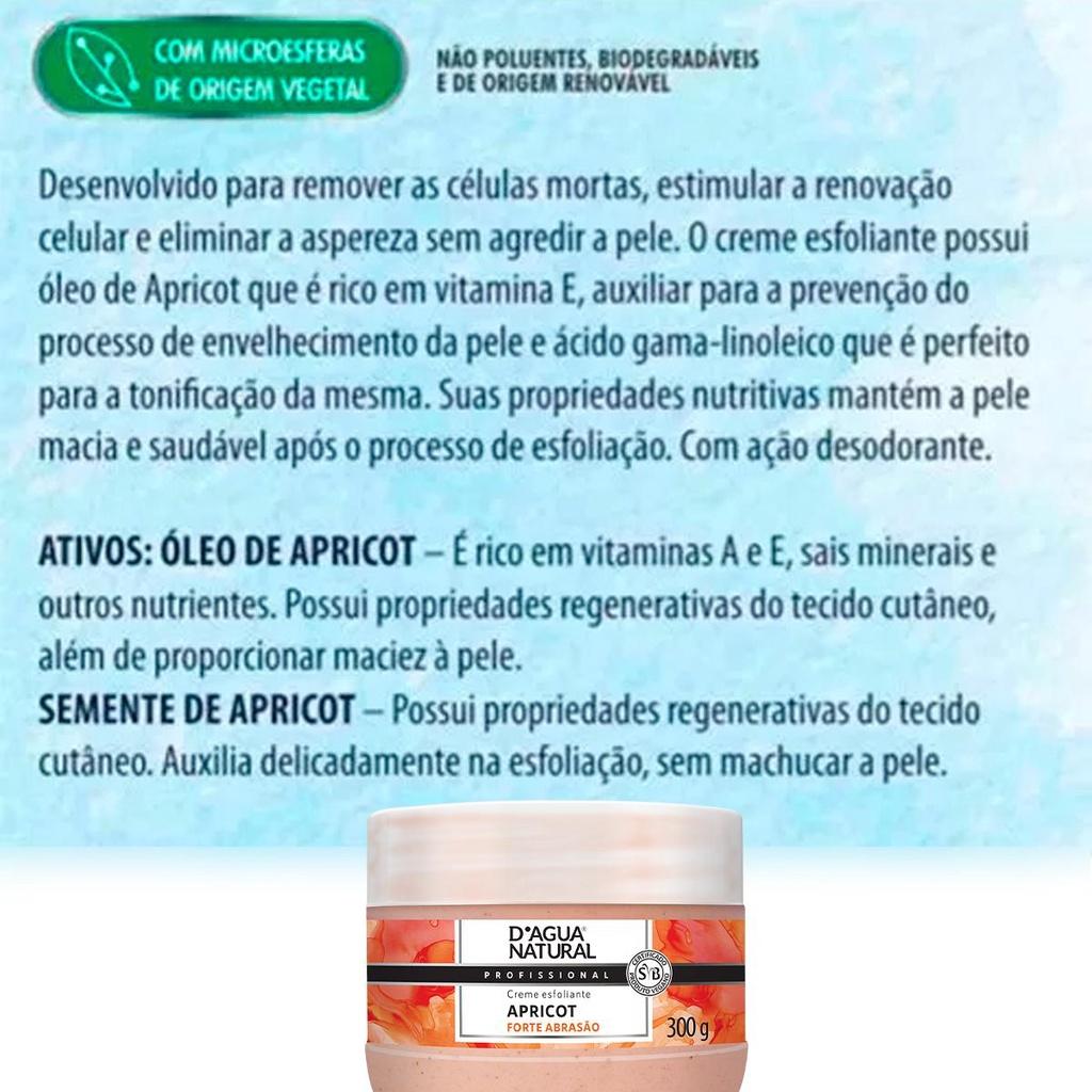 Creme Esfoliante Dagua Natural Apricot Forte Abrasão 300g Remove Células Mortas Elimina Aspereza