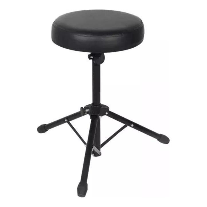 Banco Para Bateria Fer. Preta Assento Redondo Luxo Ajustavel
