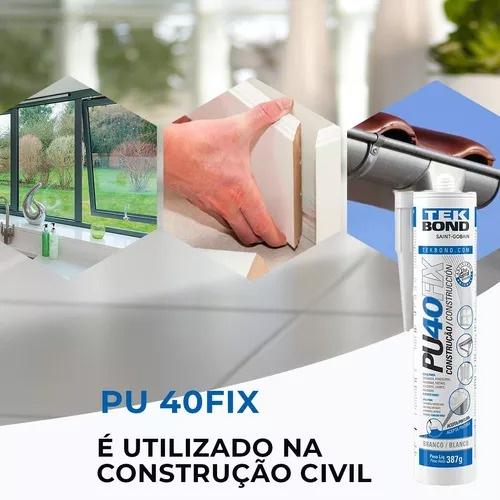 Silicone Adesivo Selante Pu 40 Fix Branca Tekbond Construção