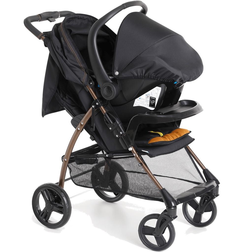 Carrinho Com Bebe Conforto Base Galzerano San Remo Preto Cobre