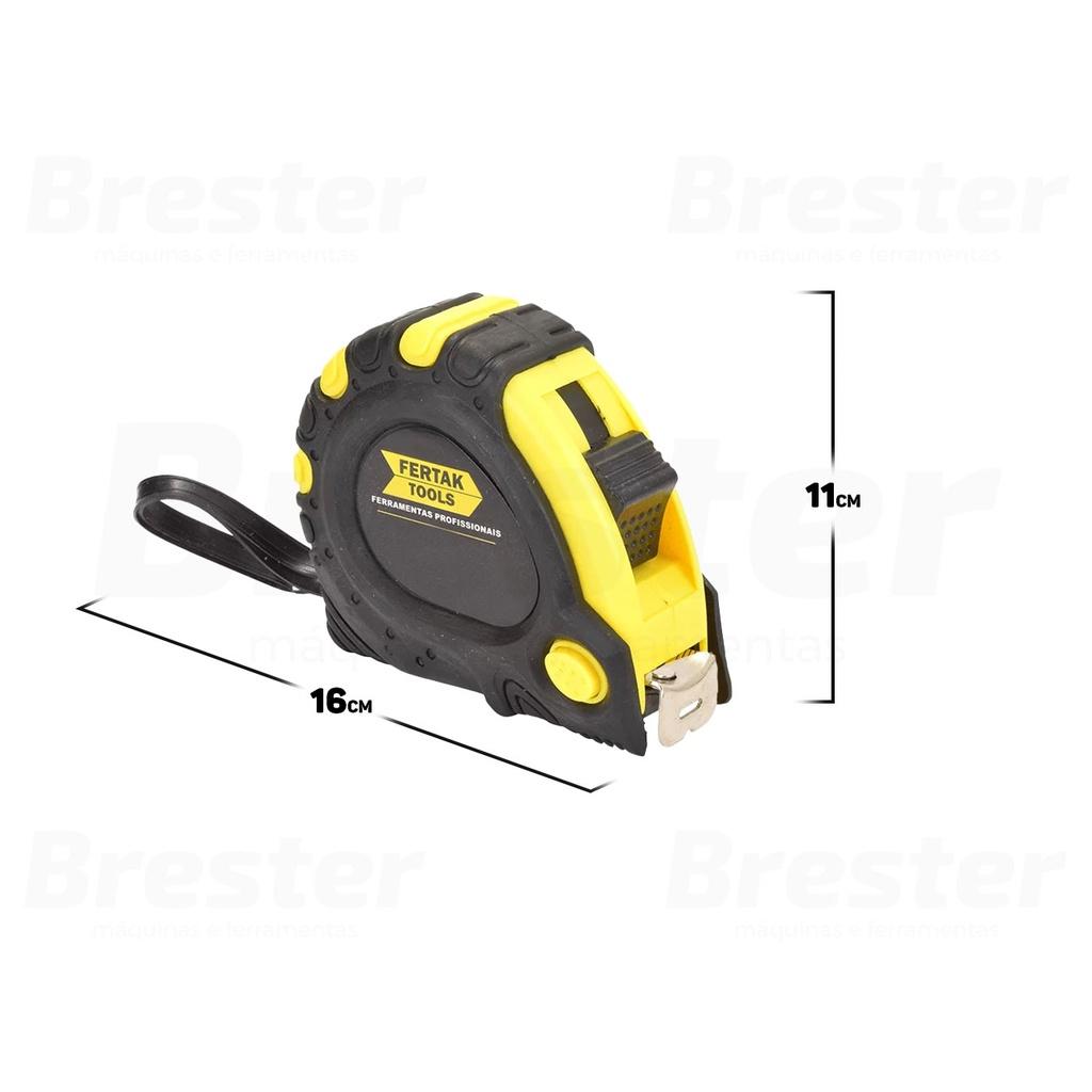 Trena Métrica 10mx25mm Emborrachada Com 3 Travas Fertak