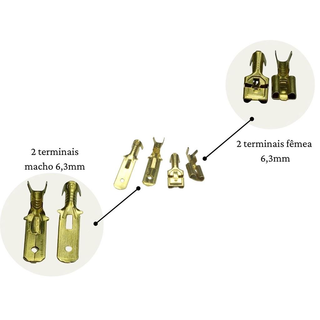 Kit 10 Conjunto Conector 2 Vias Plug Macho E Fêmea Para Caixa Acústica E Terminais De Latão Em Alta Qualidade