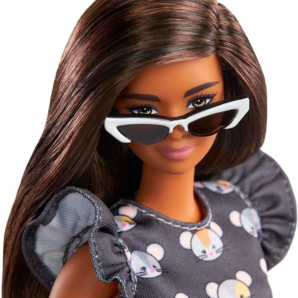 Barbie Fashionistas Morena Vestido Cinza - Mattel