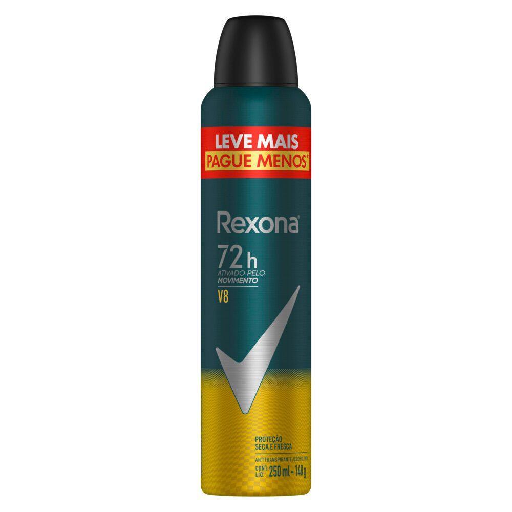 Desodorante Antitranspirante Aerosol Masculino Rexona V8 72 Horas 250ml