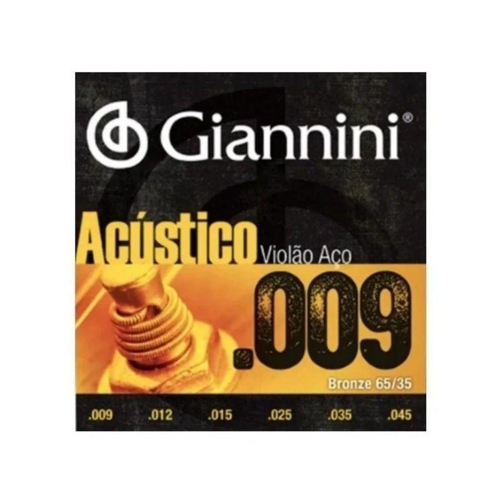 Kit 2 Encordoamento Violão Acústico Aço Giannini Geswal.009