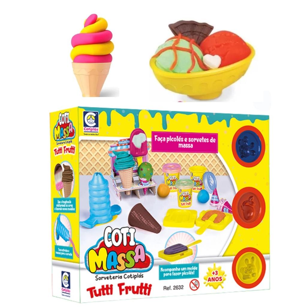 Brinquedo Infantil Sorveteria De Massinha Coti Massa Tutti Frutti + Acessórios E Moldes +3 Anos Cotiplas