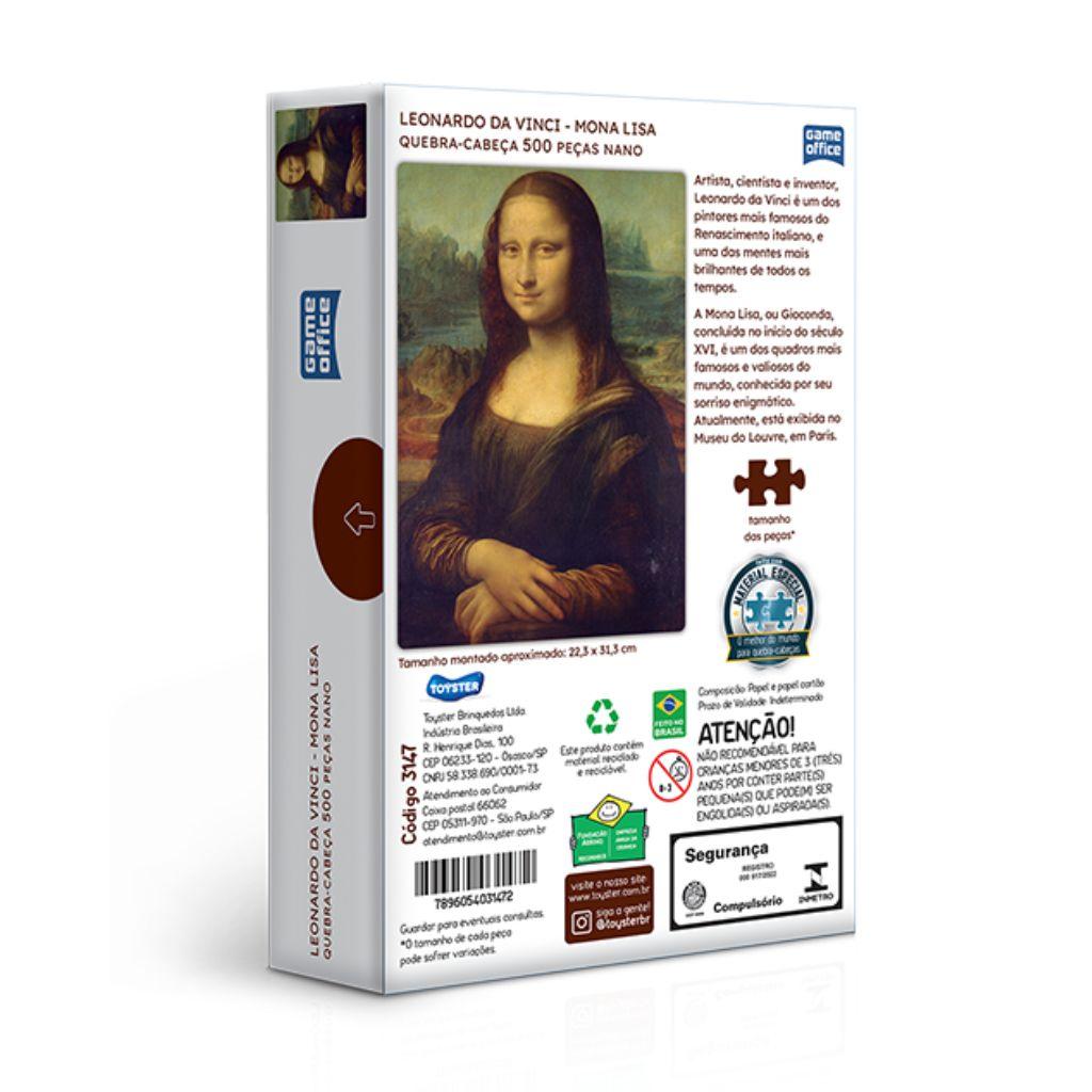 Quebra-cabeça Leonardo Da Vinci Mona Lisa 500 Peças Nano 3147 Toyster
