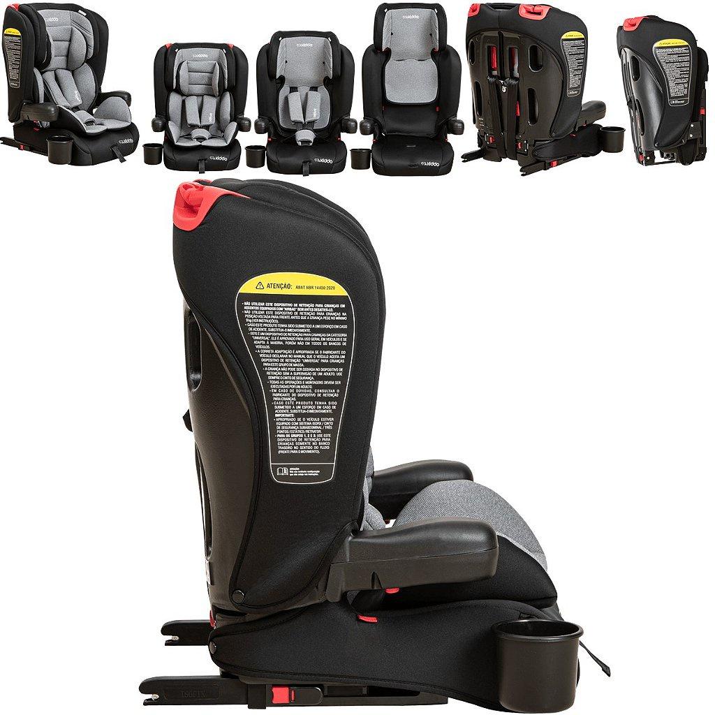 Cadeirinha Para Carro Kiddo Active Isofix 9-36 Kg Cinza Preta