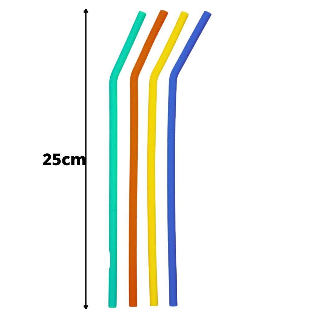 Kit Com 4 Canudos Silicone E Escova De Limpeza 13914 - Buba