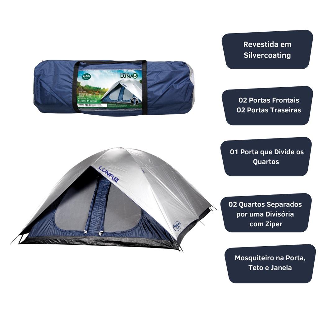 Barraca Camping Luna Para 8 Pessoas Impermeável Azul - Mor