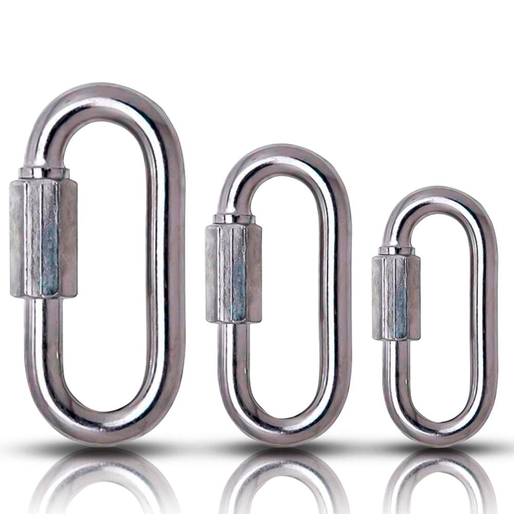 Mosquetão Oval Com Rosca Galvanizado 4 A 6 X 40 A 58 Mm