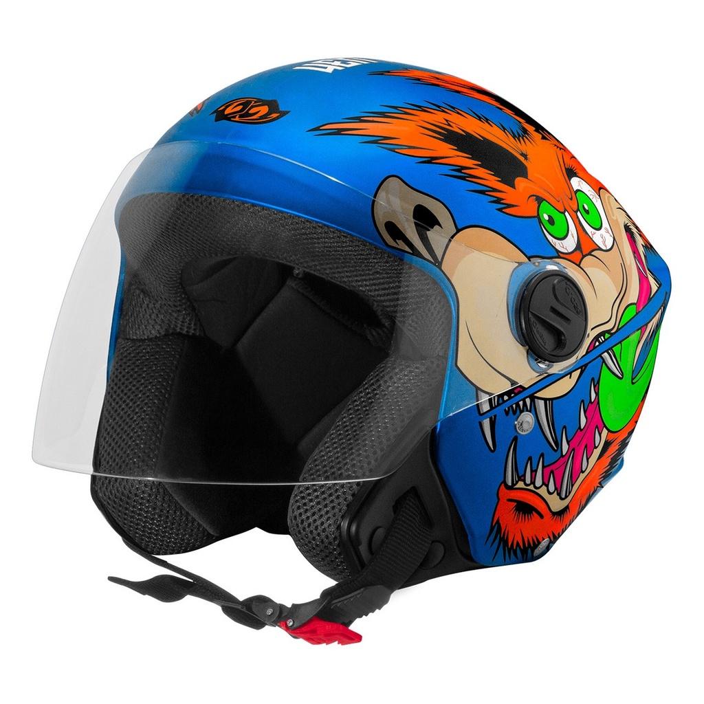 Capacete Masculino Feminino Aberto De Moto Urbano Motoboy New Liberty 3 Coyote Azul Fosco PRO Tork