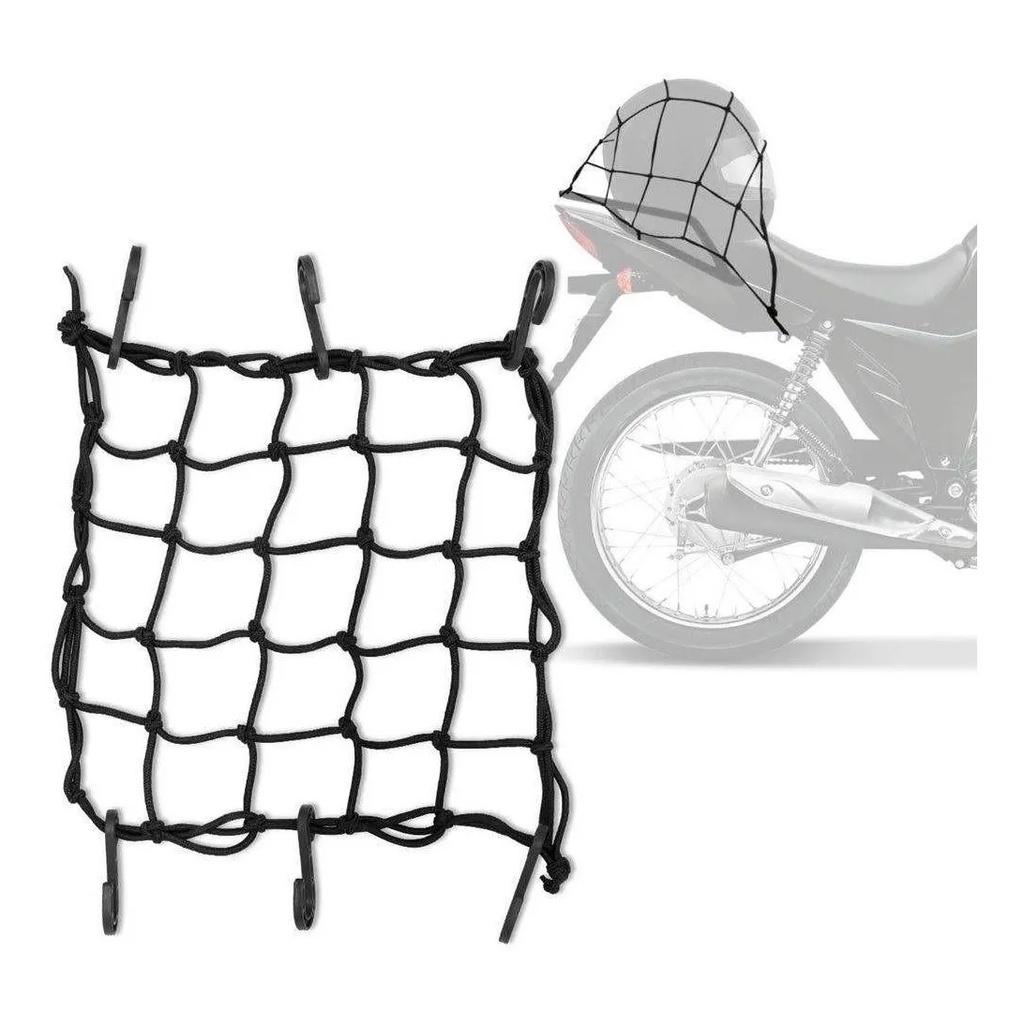 Rede Elástica Aranha Para Moto 35x35cm Fixação De Capacetes E Cargas Em Geral