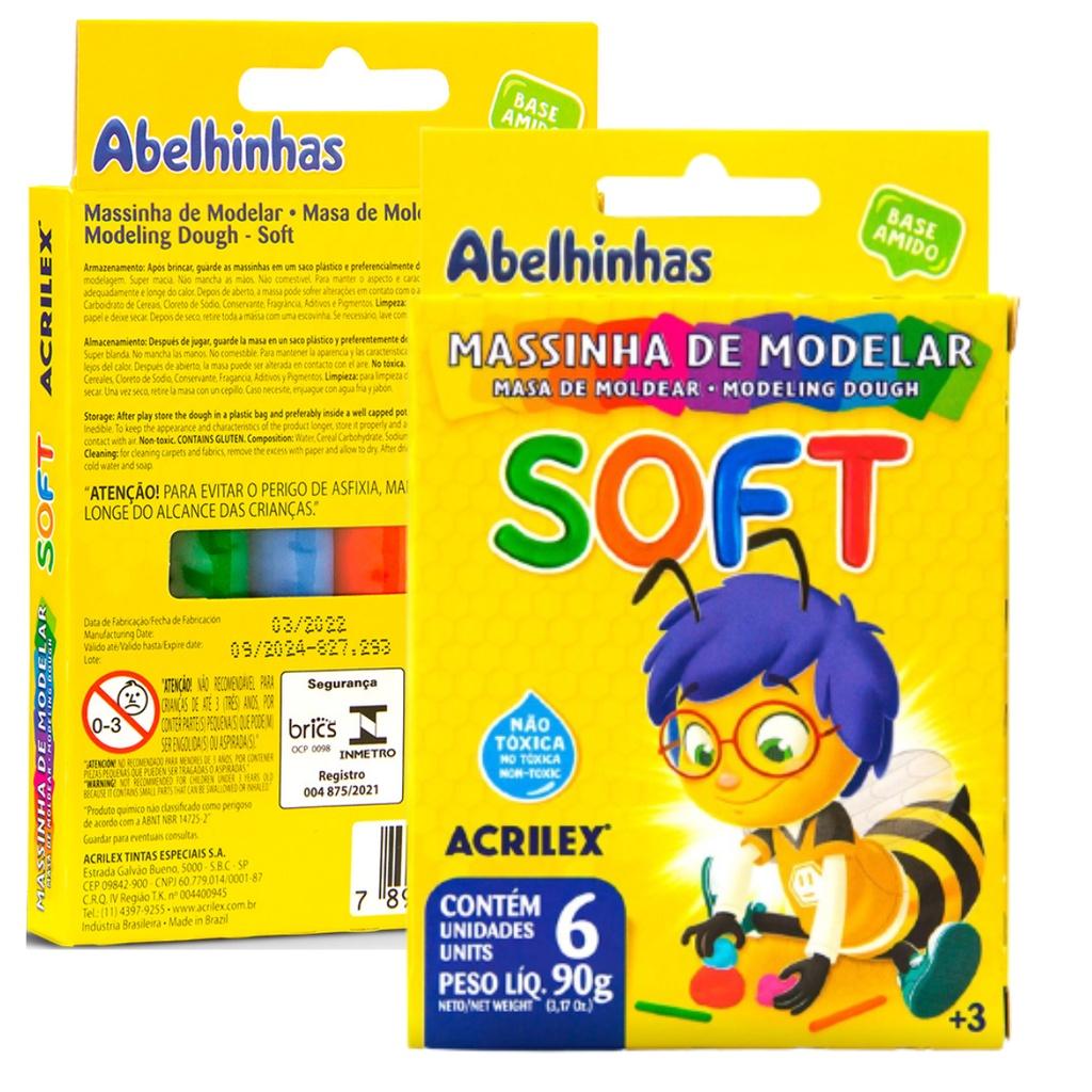 Massinha De Modelar 6 Cores Soft Abelhinhas - Acrilex