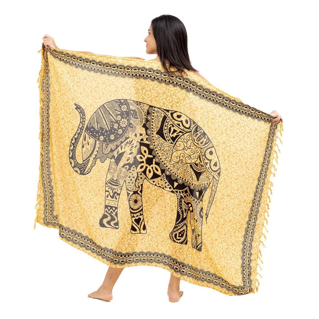 Canga Indiana Viscose Filtro Dos Sonhos Lotus Elefante Verão Moda Praia Canga De Praia