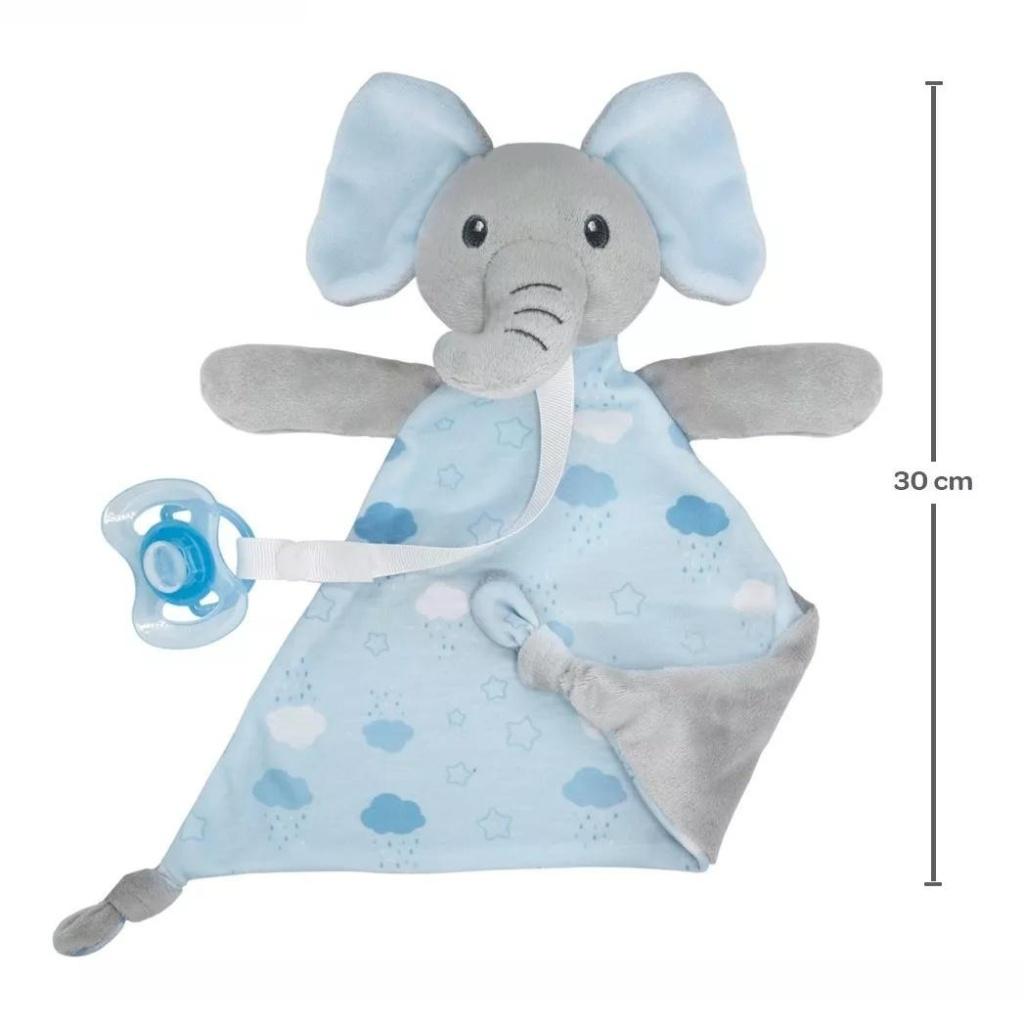 Naninha Com Prendedor De Chupeta Elefante Azul Soninho 14560 - Buba