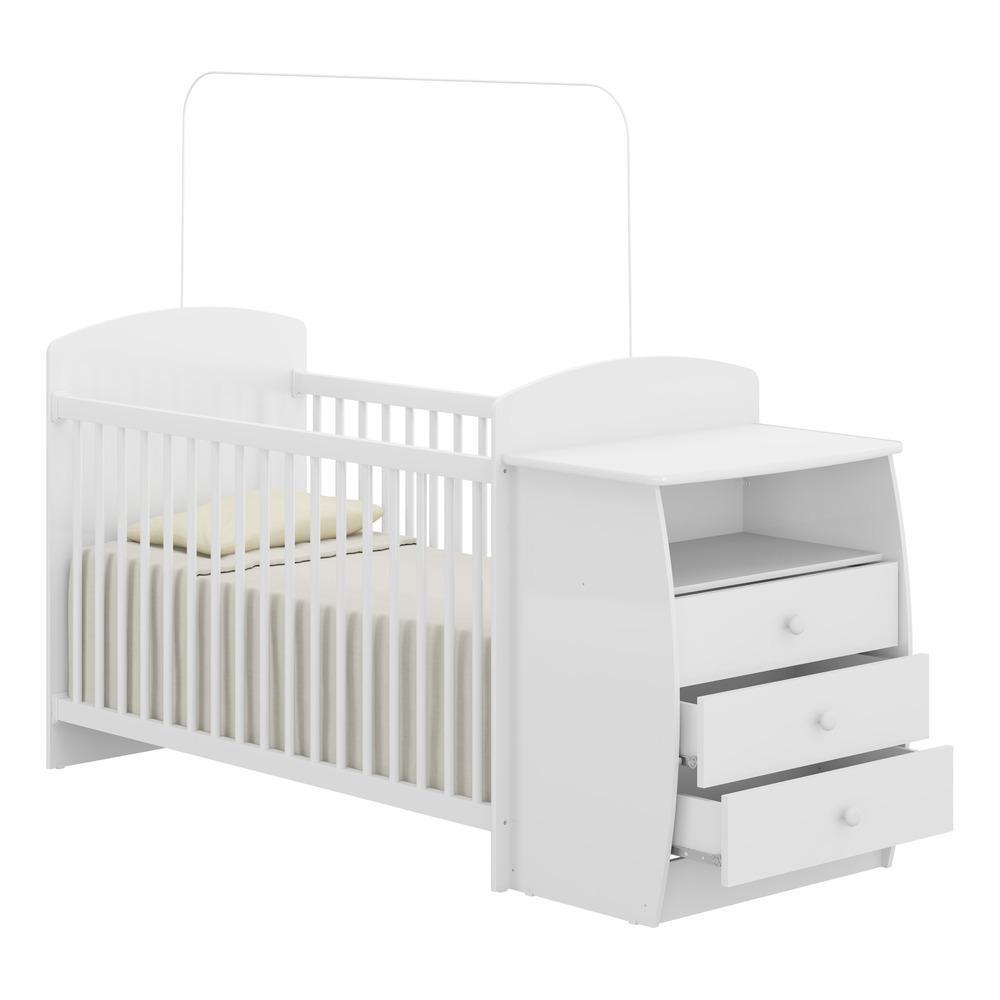 Berço Cômoda Com Colchão Incluso Colinho De Mãe Multimóveis Branco