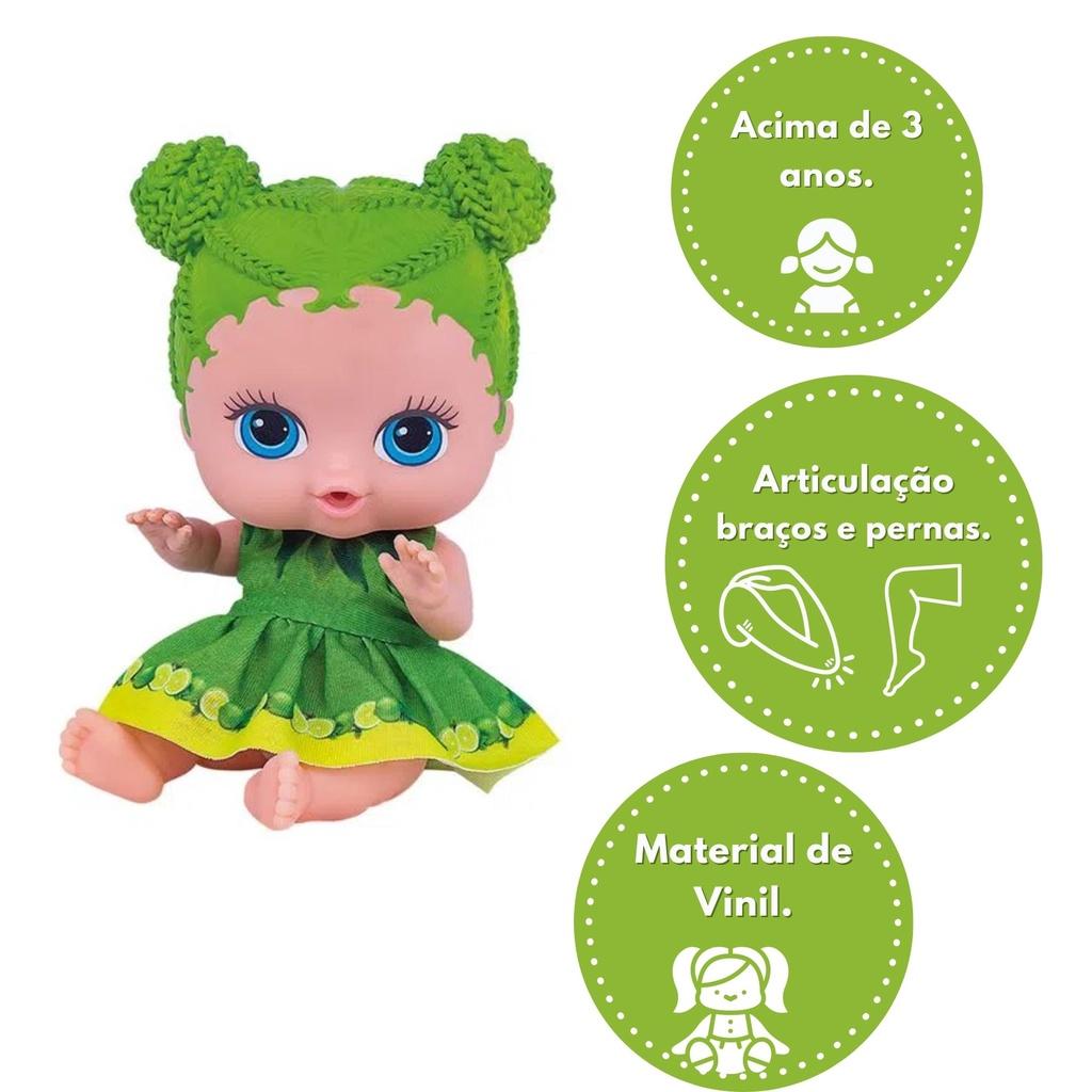 Brinquedos Boneca Coleção Frutinhas Limão Com Cheirinho De Frutas Plástico Vinil 19cm Verde Cotiplas