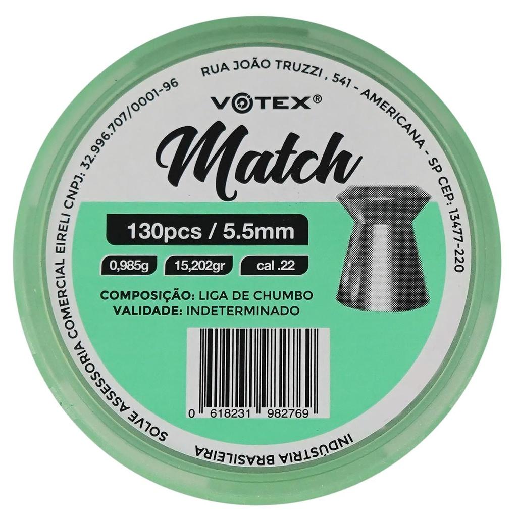 Chumbinho 5.5 Votex Match Munição.22 Lata 130 Unidades