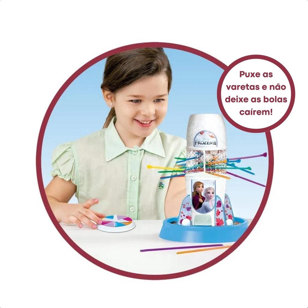 Brinquedo Infantil Jogo Da Frozen 2 Tira Vareta Elza E Ana Em Plástico +4 Anos Com Roleta E Bolinhas Elka