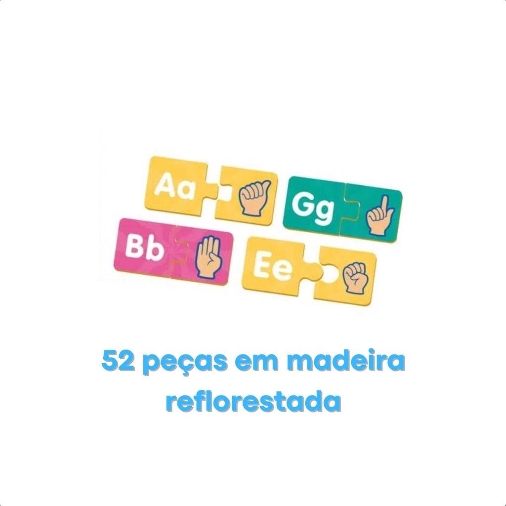 Jogo Quebra-cabeça Infantil Aprendendo O Alfabeto Em Libras Com 52 Peças - Xalingo