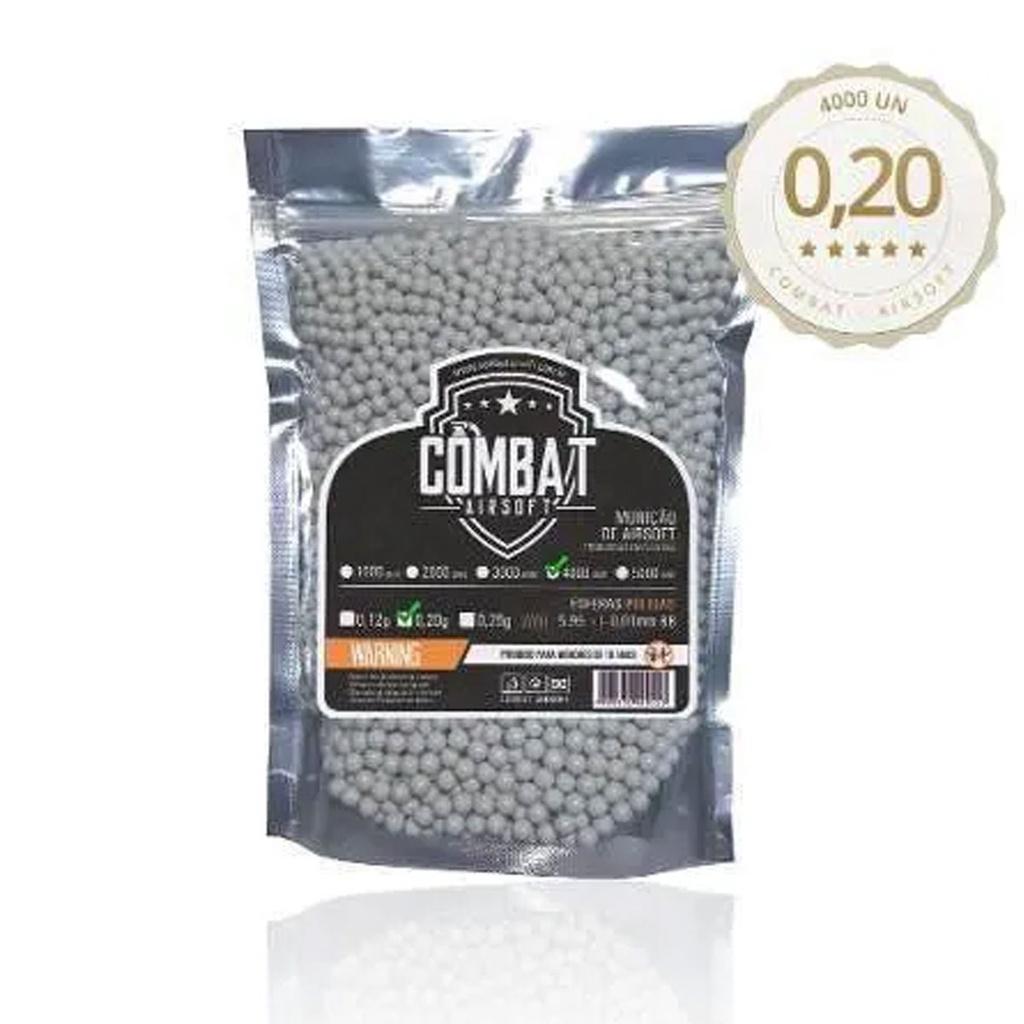 Esfera De Airsoft Bb 0.20g 4000un 6mm - Combat