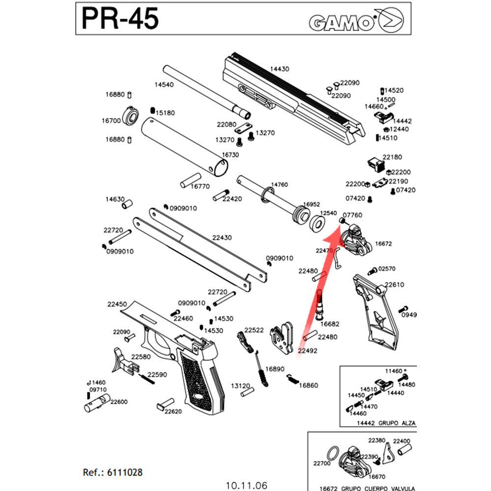 Anel Vedação Do Cano PR45 Gamo Peça Original 7760 Pr-45