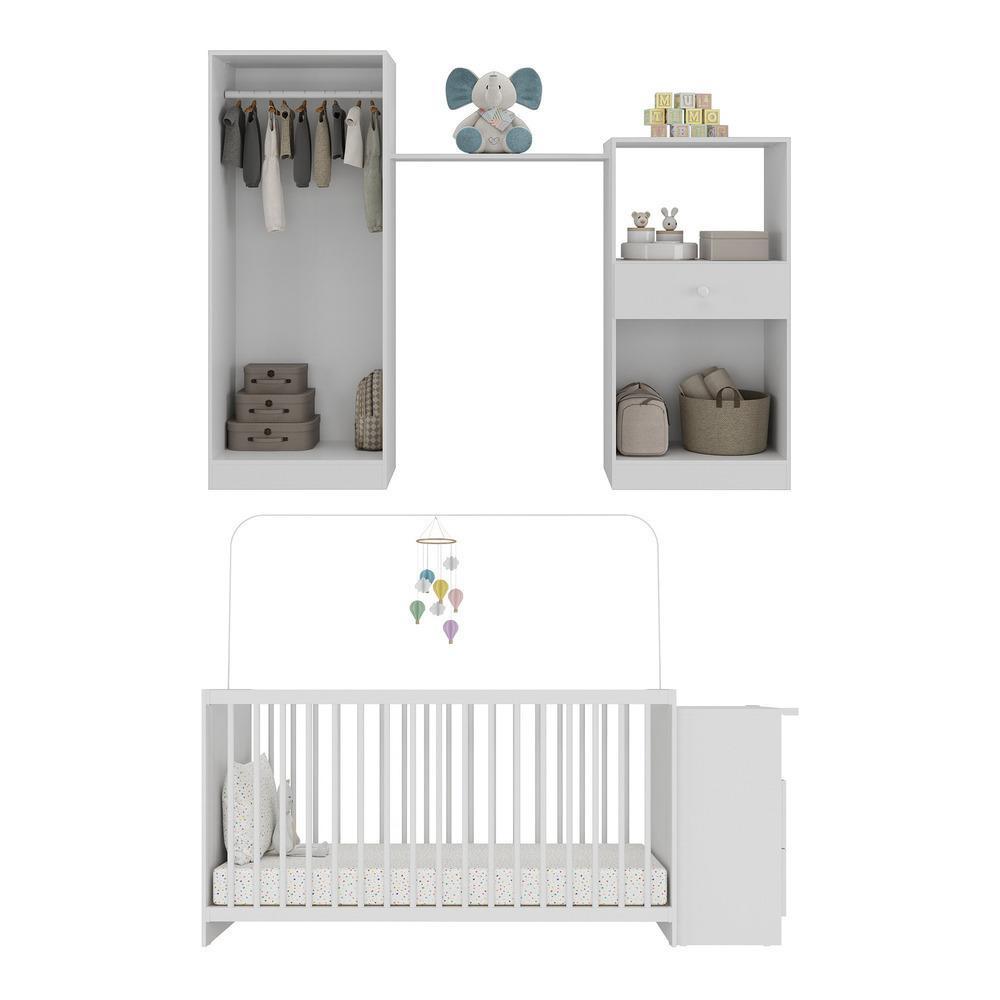Quarto Infantil Com Berço-cômoda E Colchão Incluso Olívia Multimóveis Branco