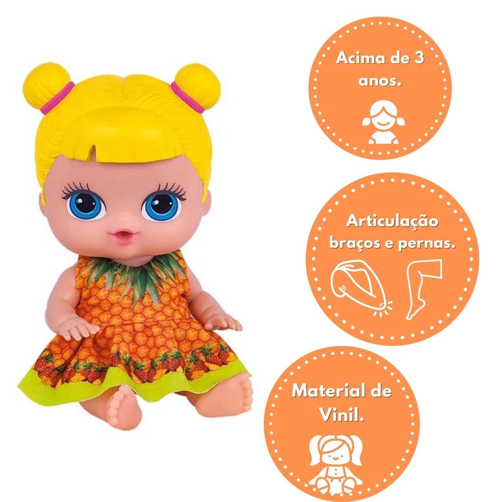 Brinquedo Boneca Frutinhas Abacaxi Com Cheirinho De Frutas Em Plástico Vinil Amarelo Cotiplas