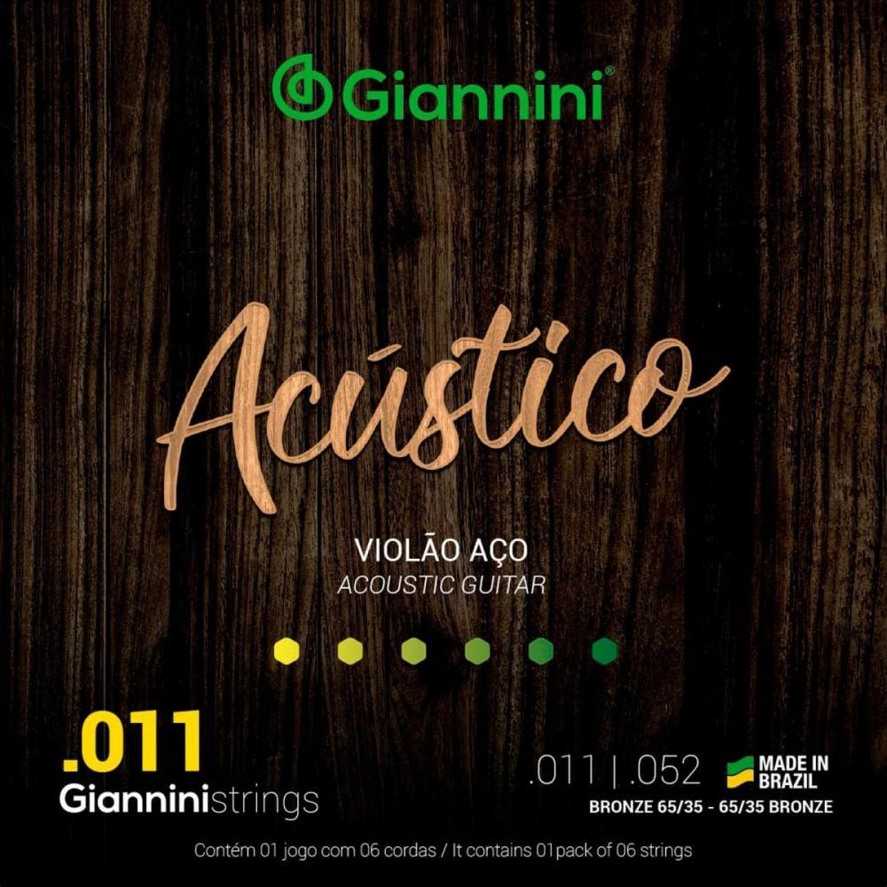 Encordamento Violão Aço Giannini Gespw Bronze Série Acústico 011