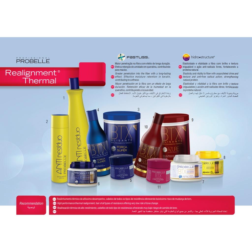 Kit Btx Mega Alisante Força Super 950g + Shampoo Anti Resíduo - Probelle