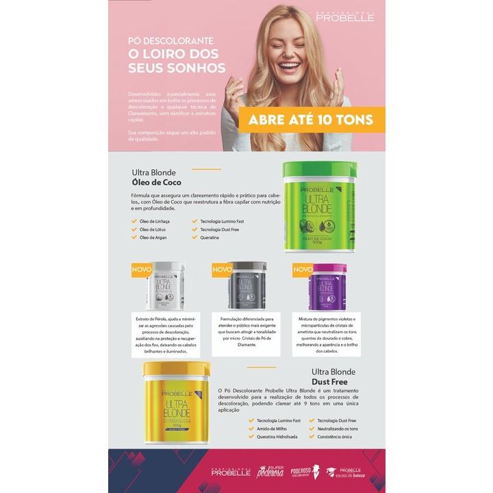 Kit Pó Descolorante Probelle Perolado ULTRA Blonde 300g + Água Oxigenada Cremosa 20 Vol 900ml Probelle
