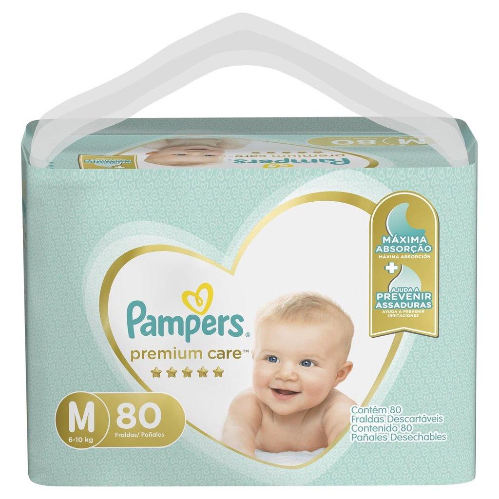 Fralda Pampers Premium Care Jumbo M 80 Unidades
