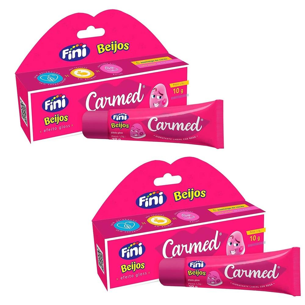 Kit 2 Unidades Hidratante Labial Carmed Fini Beijos Efeito Gloss 10g