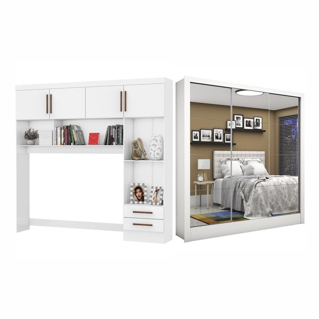 Guarda-roupa Casal Modulado 4 Portas Santiago 3 Portas Premium 5 Gaveta Com Espelho